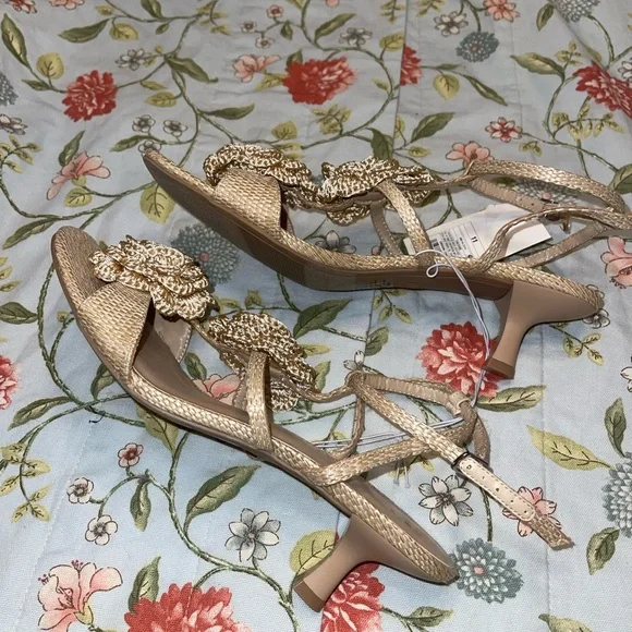 A New Day Esme Tan Crotchet Flower Kitten Heels - Picture 14 of 16